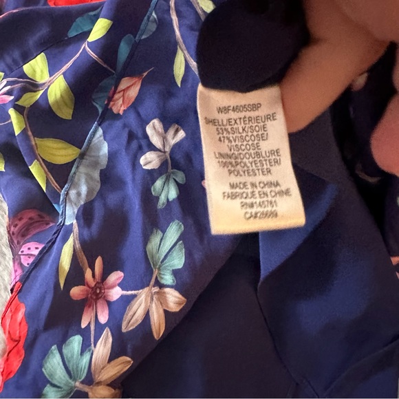 Parker Blue Holly Ruffle Floral Silk Viscose Dress In Valencia Eclipse NWT 16 - Picture 11 of 16